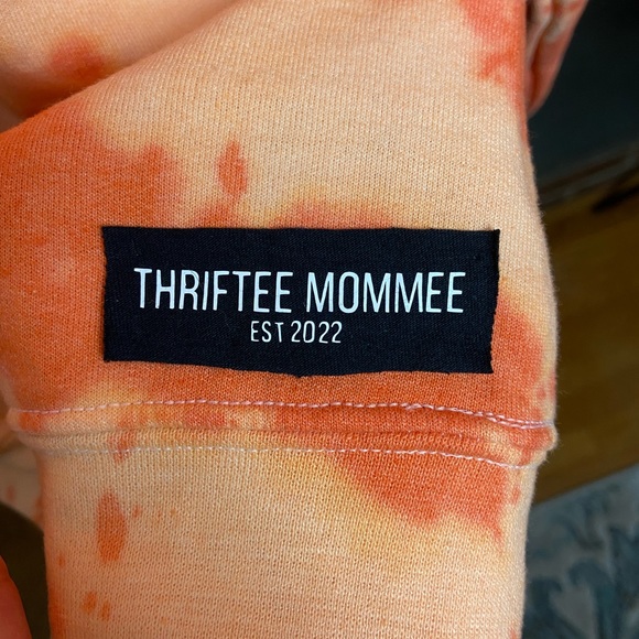 Orange Spiral Tie-Dye Puffy Skating Ghost Crewneck, Size Medium - Picture 4 of 4